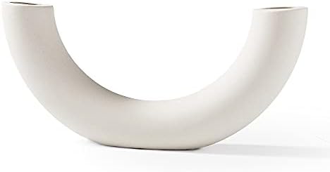 INGLENIX Ceramic Vase for Home Decor, U-Shaped Style Modern Minimalist Decorative Vases for Living Room, Centerpieces, Wedding, Fit for Pampas Grass, Modern Table Shelf Home Decor, Office Décor(INS-A)