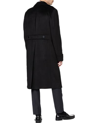 Mens Black Overcoat Wool & Cashmere Great Coat Long Double Breasted Heavy Warm Winter4