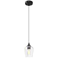VONLUCE Black Pendant Light for Kitchen Island, Pendant Light Fixture w/Hanging Cord for Bedroom & Hallway, Kitchen Pendant Lighting Over Island with Clear Glass Shade