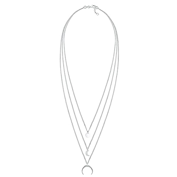 Elli Collares Mujer Tendencia de la Capa de Media Luna con Cristales de en Plata Esterlina 925