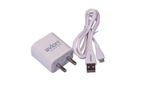 Image of Evlon Single USB Smart Charger 2.1Amp with Micro USB Cable Free White