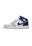 Jordan Big Kid's 1 Mid White/Midnight Navy-Wolf Grey (DQ8423 104) - 6.5