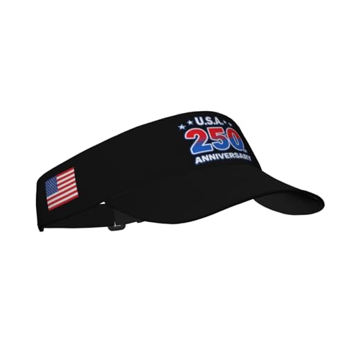 Visor Cap USA Sun Adjustable Sports Beach Colorful Hat Men Women Adults 250th Anniversay-Black 5