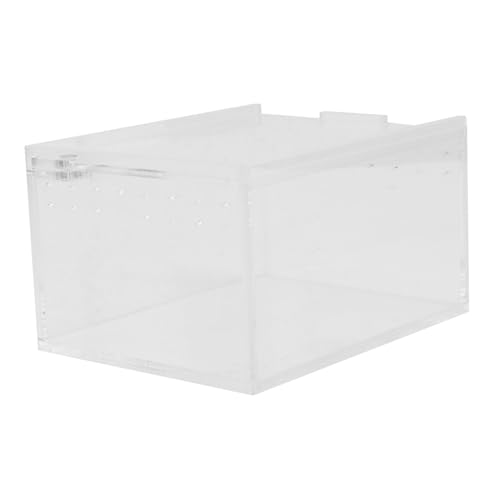 BESPORTBLE 箱 アクリルハイハイペットボックス 動物タンク トカゲ ふた付きカメタンク 繁殖 カエル ナメクジ クロール 餌 ミニ爬虫類タンク クライミング Transparent