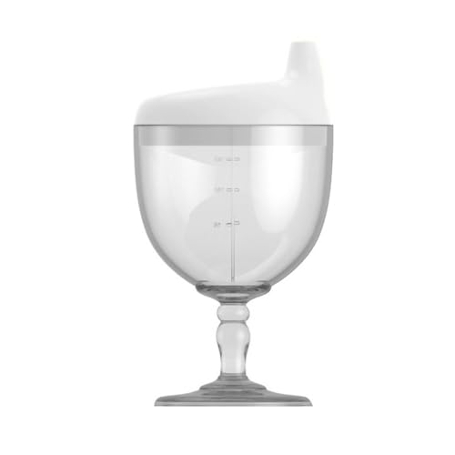 Crumye Wine Glass Sippy Cup for Baby Girl & Boy 1+ Year Old 5 Ounce White