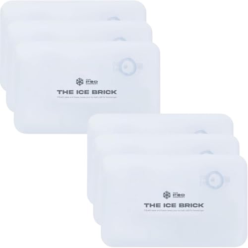 6-Pack Ice Brick Reusable 3 lb Ice Blocks for Cold Plunge Long-Lasting Cooling for Colder Water Longer Durable Refillable Ice Bricks Fill to 90% Max The Pod Company