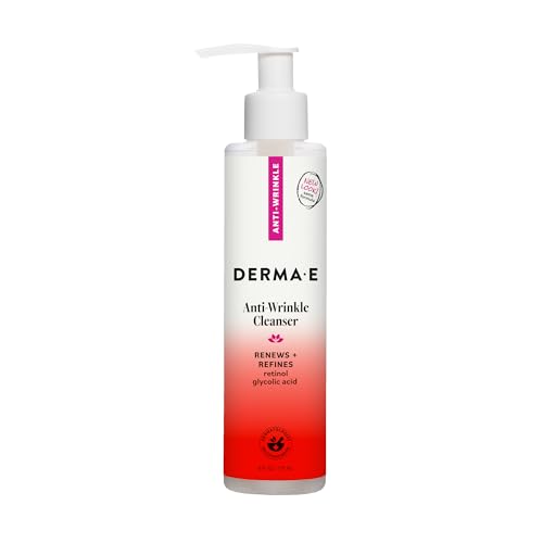 Derma E Anti-Wrinkle Cleanser – Anti-Aging Face Wash with Glycolic Acid and Vitamin A – Gentle...