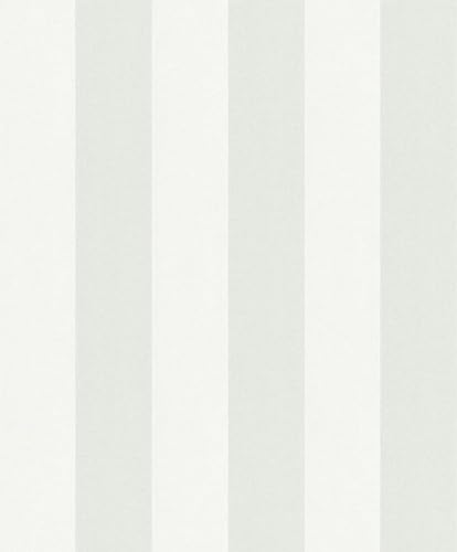 WALLCOVER Tapete Grün Vliestapete Streifen Streifentapete Landhaus Weiß Hellgrün Linien Modern Blockstreifentapete Fein Struktur 10.05 x 0.53 m Made in Germany