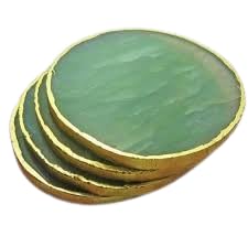 Agate Stone Tea Coaster- Natural Agate Semi Precious Stone Coasters - Handcrafted Crystal Gemstone Coasters for Tea & Coffee Cups Glasses Gifting Home Decor Office Desk (1 PIS) (Green)-image-27