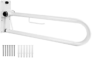 Pepe - Foldable Toilet Grab Bar (x1 Unit), Toilet Safety Rails for Elderly, Safety Handles for Bathroom, Toilet Grab Rail Folding, Grab Handles for Disabled, Grab Rail with Toilet Roll Holder