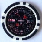 Squirrel Poker 14G Ultimte Poker Chips - 25pcs per roll - 10 Value Variations (100/500/1000/5000) (Black - $100)
