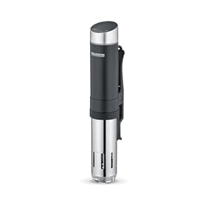 SEVERIN Sous Vide Stick met touch-bediening, krachtige sous-vide koker met led-display, bij conventionele apparaten, geborsteld roestvrij staal, zwart, SV 2451, 39.5