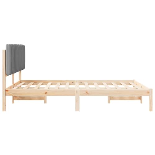 Gecheer Bettgestell mit gepolstertem Kopfteil Hellgrau 160 x 200 cm, Bettrahmen Holzbett Doppelbett für Wohnungen Schlafzimmer Gästehaus878034 – Bild 6