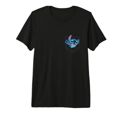 T-shirt Stitch Disney 626 en coton premium avec motif poche pour fan de Lilo et Stitch