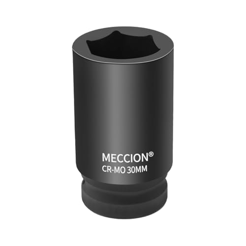 Meccion 3/4 Inch Drive Impact Socket 30mm Heavy Duty Cr-Mo 6 Point Deep Socket, 80mm Length
