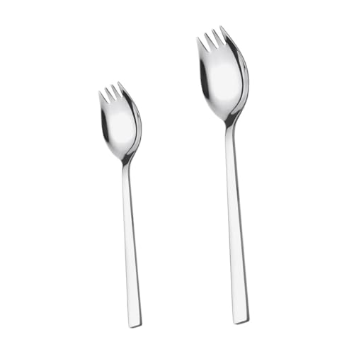 ULTECHNOVO 2piezas Cuchara De Ensalada De Acero Inoxidable De Cucharas-Tenedor Creativas para Ensalada Sopa y Usos Domésticos Cubiertos De Acero Inoxidable para Fruta y Postre