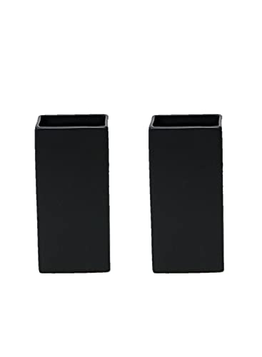 Serene Spaces Living Set of 2 Square Matte Black Ceramic Vase – Modern Black Square Vase Adds a Sleek Look to Any Space, Use for Home Décor, Event Centerpieces and Much More, 3” SQ x 6” H