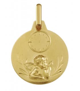 Argyor - Médaillle Baptéme Or - Horloge - Angelot - medaille bapteme Or 375/00 - Horloge