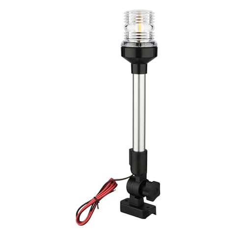 Boat Anchor Light, 3 Nautical Mile LED Fold Down Boat Stern Light Boat Anchor Light for Pontoon and Fishing Boat Navigation Anchor Lights All Round 360° White LED 12-24V (12" Foldable) Cover