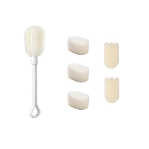 Image of Cleaning Brush‌, Effortlessly Deep-Clean Bottles, Travel Mugs and Glass Jars. Bottle Sponge Brush Cleaning Set Includes 1 Ergonomic Handle + 5 Quick-swap Sponge Heads.