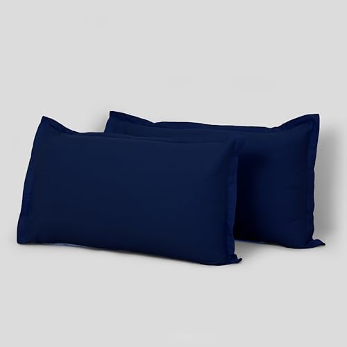 Image of HOMEMONDE 210 TC Premium Cotton Pillow Covers | Regular Pillow Cases | Only 1 Piece Pillow Cover (Navy Blue, 17 x 27 Inches)