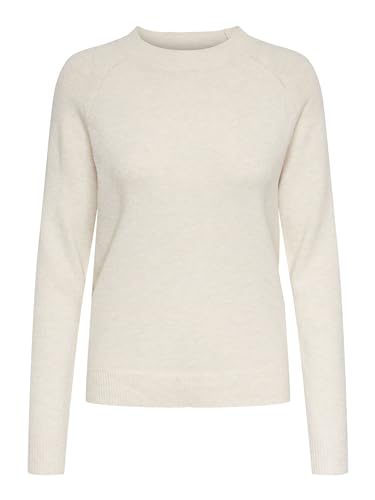 ONLY Damen Basic Strickpullover | Einfarbiger Knitted Stretch Sweater | Langarm Rundhals Shirt ONLRICA, Farben:Beige, Größe:38