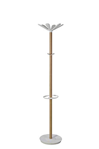 Alba Porte Manteau sur Pied - Bois - 6 Patères - Base Stable Lestée - Montage Facile – Grande Capacité et Support - Idéal Bureau et Entrée Maison