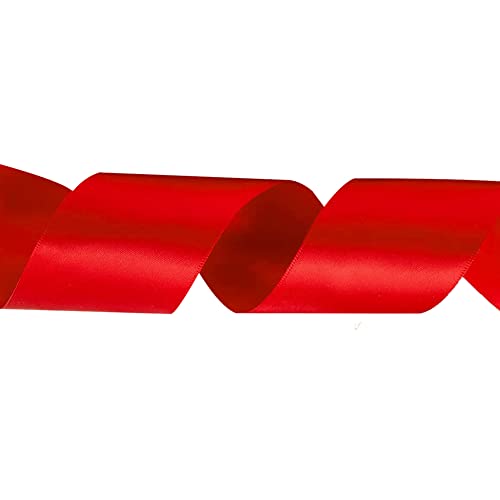 Image of Solid Color Double Faced Red Satin Ribbon 1-1 /2 inch X 50 Yards, Ribbons Perfect for Crafts, Wedding Decor, Bow Making, Sewing, Gift Package Wrapping and More