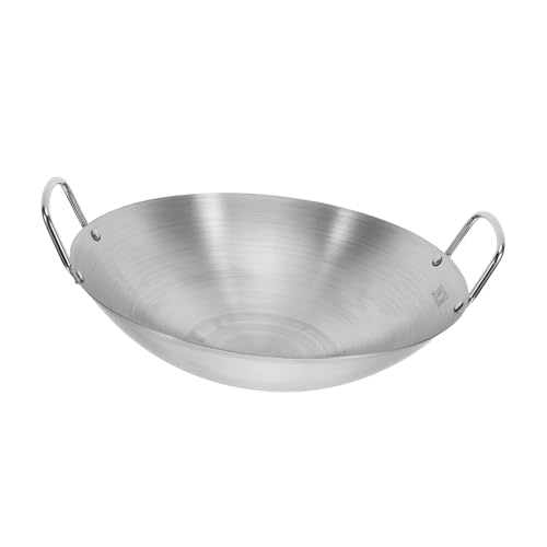 Wok de cocina grande acero inoxidable fondo redondo 28 cm miniatura 1