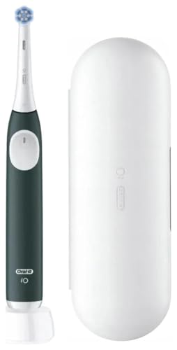 Oral-B iO Series 2 - Cepillo de dientes eléctrico, 1 cepillo, 3 modos de cepillado para el cuidado dental, tecnología magnética, estuche de viaje, diseñado por marrón, verde bosque