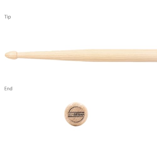 Baquetas Signature Drum Stick BEN SESAR de madera de caoba, modelo W-BSS, 406 x 15 mm, color natural, 1 par (2 piezas) miniatura 3