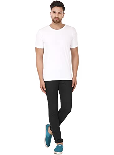 Image of Men's Plain Tshirt | Any Time Wear | Black & White Tshirt | Regular fit Half Slevees Round Neck Pure Cotton White and Tshirt M