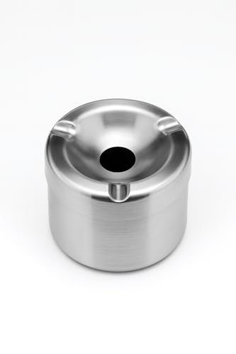 Gümüş Metal Kapaklı Küllük, Portatif Masaüstü Kül Tablası, Rüzgar Geçirmez, Gümüş Rengi