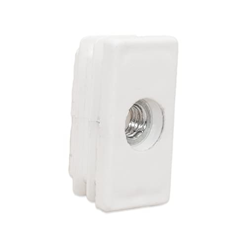 Image of Flyshop White M8 Threaded Plastic Plugs Rectangle Tube End Caps Tubing Plugs Inserts Furniture Glider 20 mm x 40 mm 4 Pcs