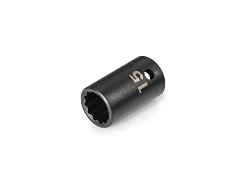 Image of TEKTON 1 /2 Inch Drive x 15 mm Shallow 12-Point Impact Socket | SID22315