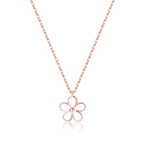 Reffeer Solid 925 Sterling Silver Daisy Flower Necklace Choker for Women Teen Girls Flower Pendant Necklace