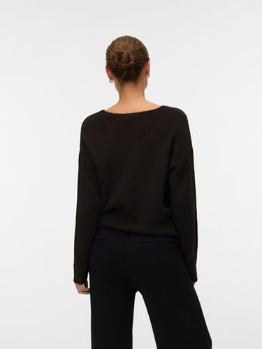 VERO MODA Damen Vmcrewlefile Ls V-Neck Blouse Noos Strickpullover, Chocolate Torte/Detail:Melange, XS – Ansicht 3