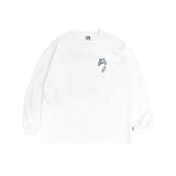 BEN DAVIS Tシャツ ベンデイビス ゴリラ イラスト 刺繍 長袖Tシャツ メンズ ロンT ピーチ起毛 ボタニカルデザイン (JP, アルファベット, L, ホワイト)