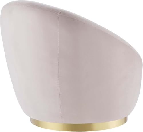 Image of Modern Accent Chair Single Seater Channel Tufted Round Shaped Fluffy Chair for Living Room, Bedroom, Apartment (Baby Pink)