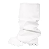 LISHAN Women's Mid Calf Platform Boots Chunky Block Heels Slouchy Fold Down Boots Pull On Under the Knee High Boots Round Toe Dress Faux Leather PU Shoes White Size 12
