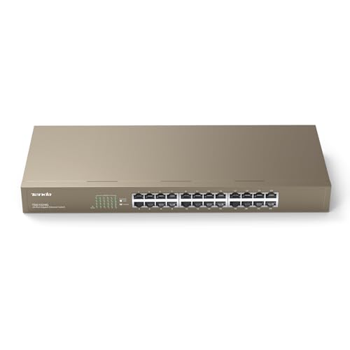 Image of Tenda TEG1024G, 24 Port Gigabit Ethernet Unmanaged Switch, Network Hub, Ethernet Splitter, Plug & Play, Fanless Metal Design, Flexible Mounting, Limited Lifetime Protection