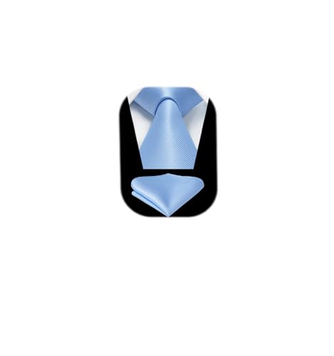 Image of HISDERN Mens Ties Solid Color Ties for Men Formal Necktie with Pocket Square Set Satin Silk Neck Tie Handkerchiefs Set
