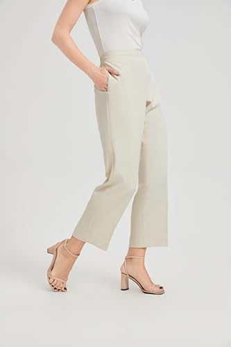 KYAL Women's High Waisted Stretchy Work Pants Straight Leg Business Office Trousers2