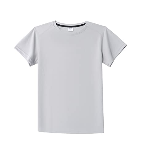 Danichins Boys Athletic Short-Sleeve Shirt Active Mesh Tee Loose Sports T-Shirt, Pack Of 2 (Blue, Grey, 12) #TOP2