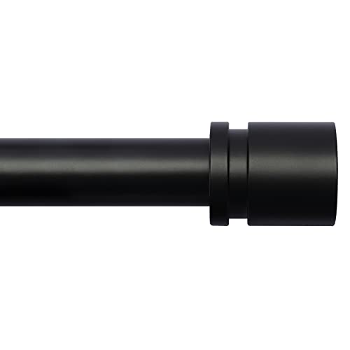 Image of Byondeth Curtain Rods for Windows 16 to 120 Inches Adjustable Length 1 Inch Diameter Window Curtain Rod with Aluminium Finials, Black