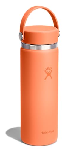 Hydro Flask Water Bottle - Insulated Stainless Steel - Wide Mouth Flex Lid, Non Spill, Leakproof and Refillable in 20 Oz Nectar Orange