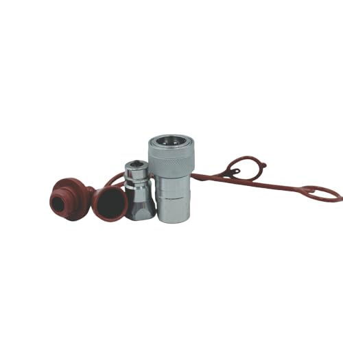 Image of 2-Set 1 /2 inch Ag ISO5675 Carbon Steel Hydraulic Quick Disconnect Coupling Poppet Valve,Pioneer Type with Yellow and Browm Colour Dust Cap