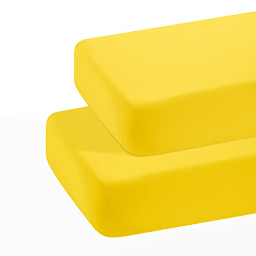 Bedsum Microfiber 2 Pack Toddler Fitted Crib Sheets, Super Soft And Cozy Baby Sheets For Standard Crib And Toddler Mattresses, 28X52 Inches, Yellow #TOP5