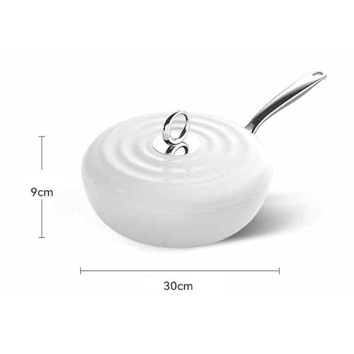 Wok de aleación de aluminio blanco con tapa, 30 cm miniatura 2