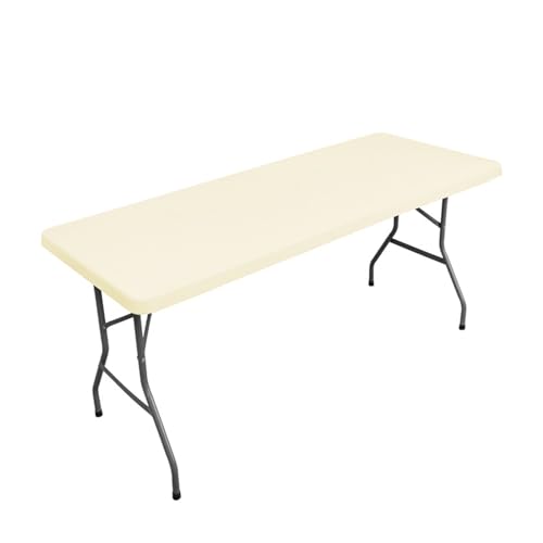 Morbuy Toalha de mesa retangular com bordas elásticas, toalhas de mesa antimanchas, toalha de mesa ajustável modernas, lavável para cozinha, sala de jantar, piquenique (183 x 76 cm, bege)